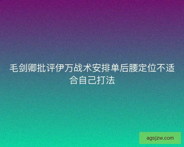 毛剑卿批评伊万战术安排单后腰定位不适合自己打法 毛剑卿批评伊万战术安排单后腰定位不适合自己打法