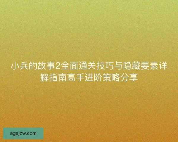 小兵的故事2全面通关技巧与隐藏要素详解指南高手进阶策略分享